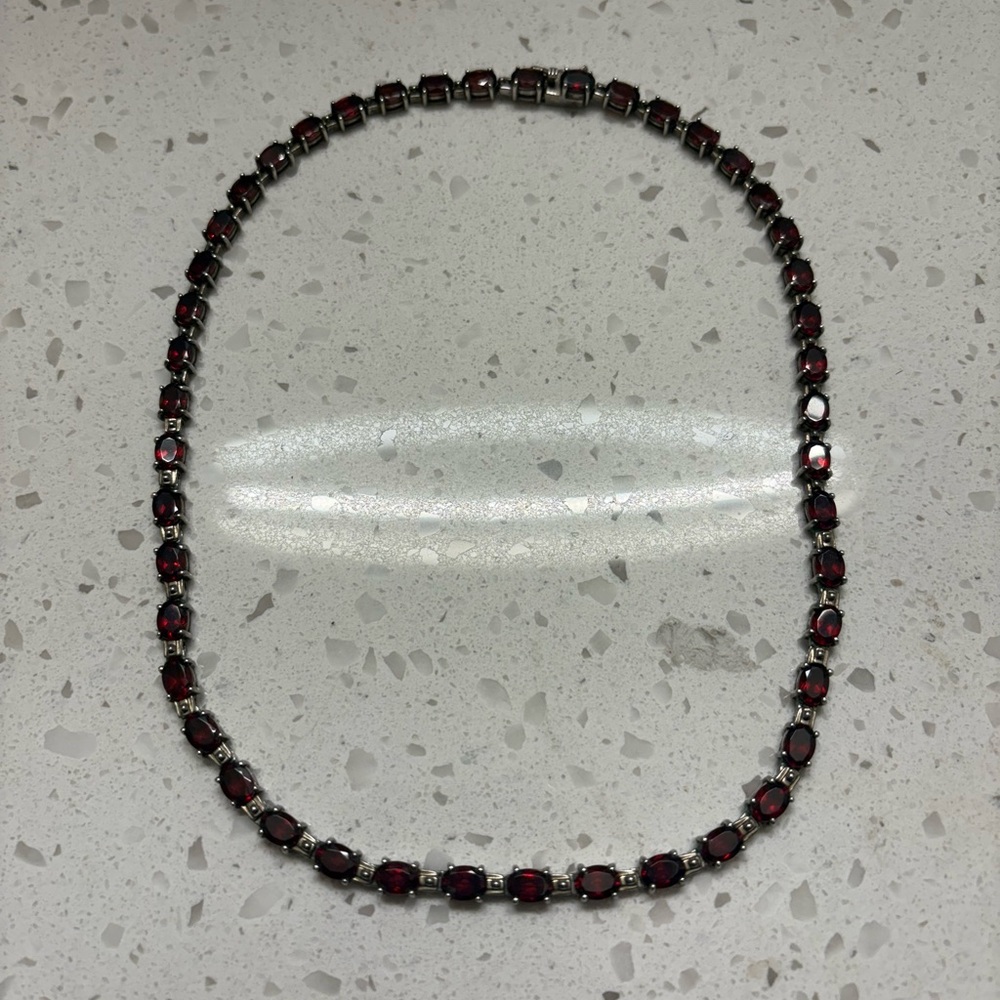 Stunning Sterling Silver and Garnet Necklace